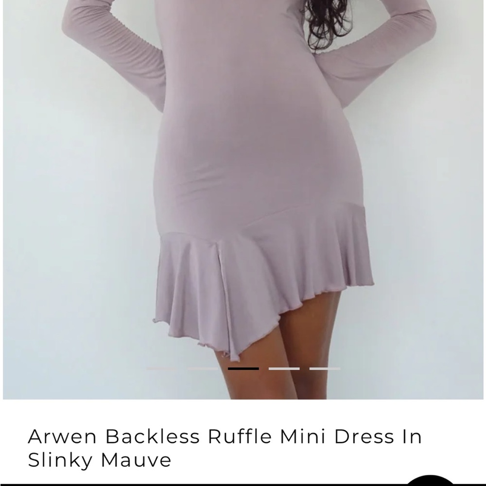 Motel Rocks Arwen Slinky Mauve Asymmetrical Ruffle Dress